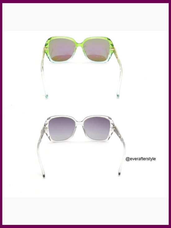 Oversized Polarized Sunglasses with Metal Alloy Legs and Crystal Decorations main image 5